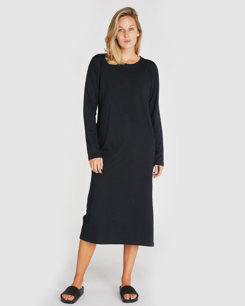 The Boxy Long Sleeve Dress / Squid Ink - Seventh Pocket