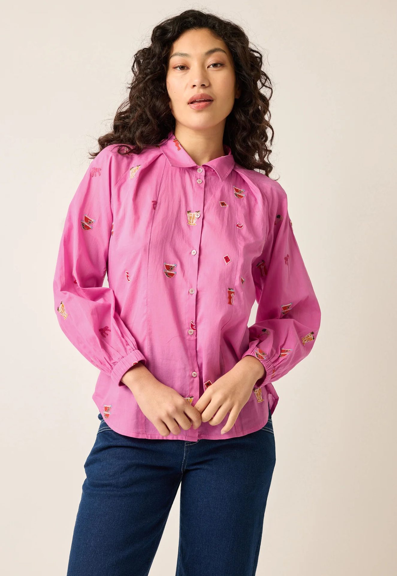 nancybird elena shirt garden party pink