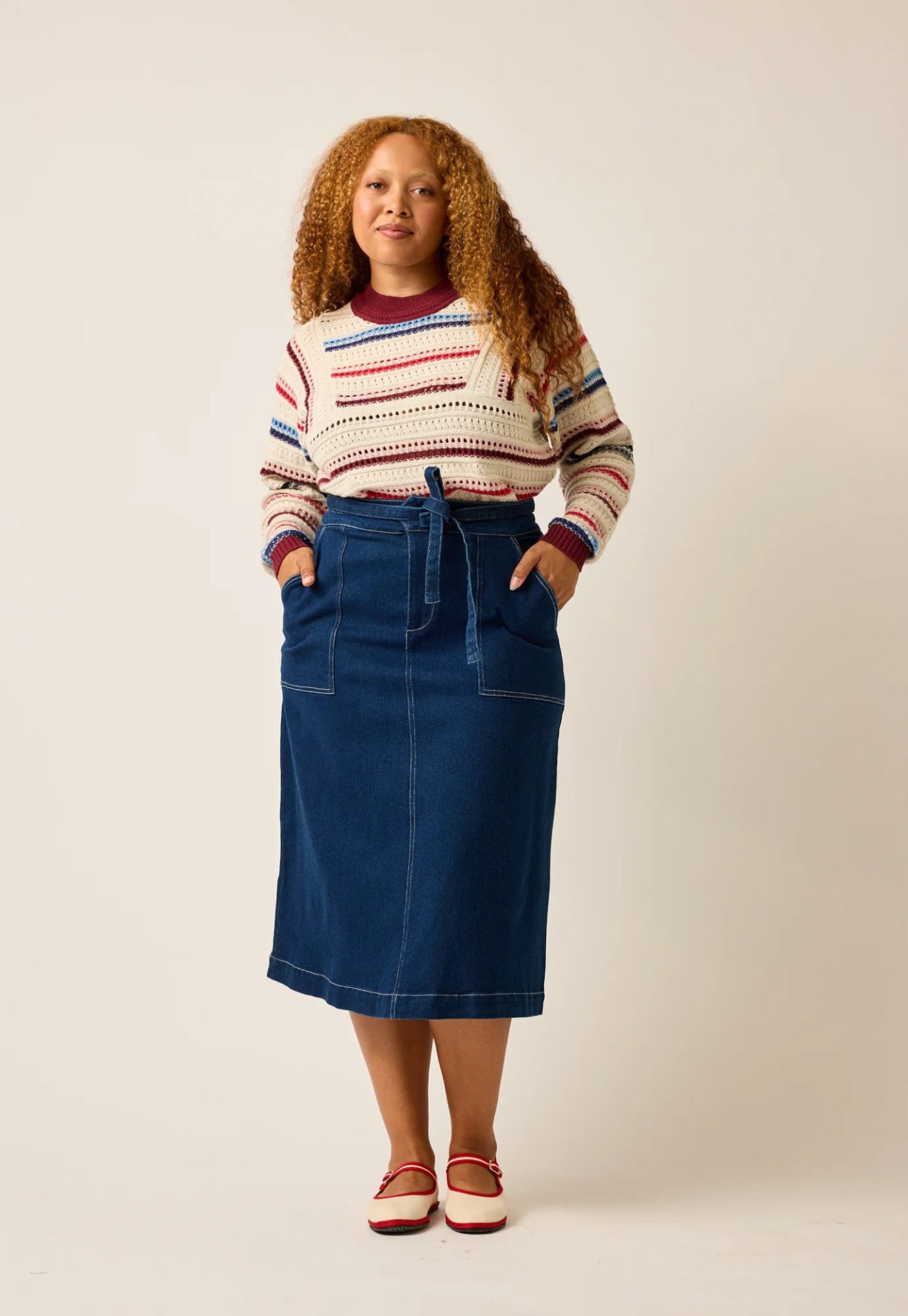 nancybird ume tie skirt in denim