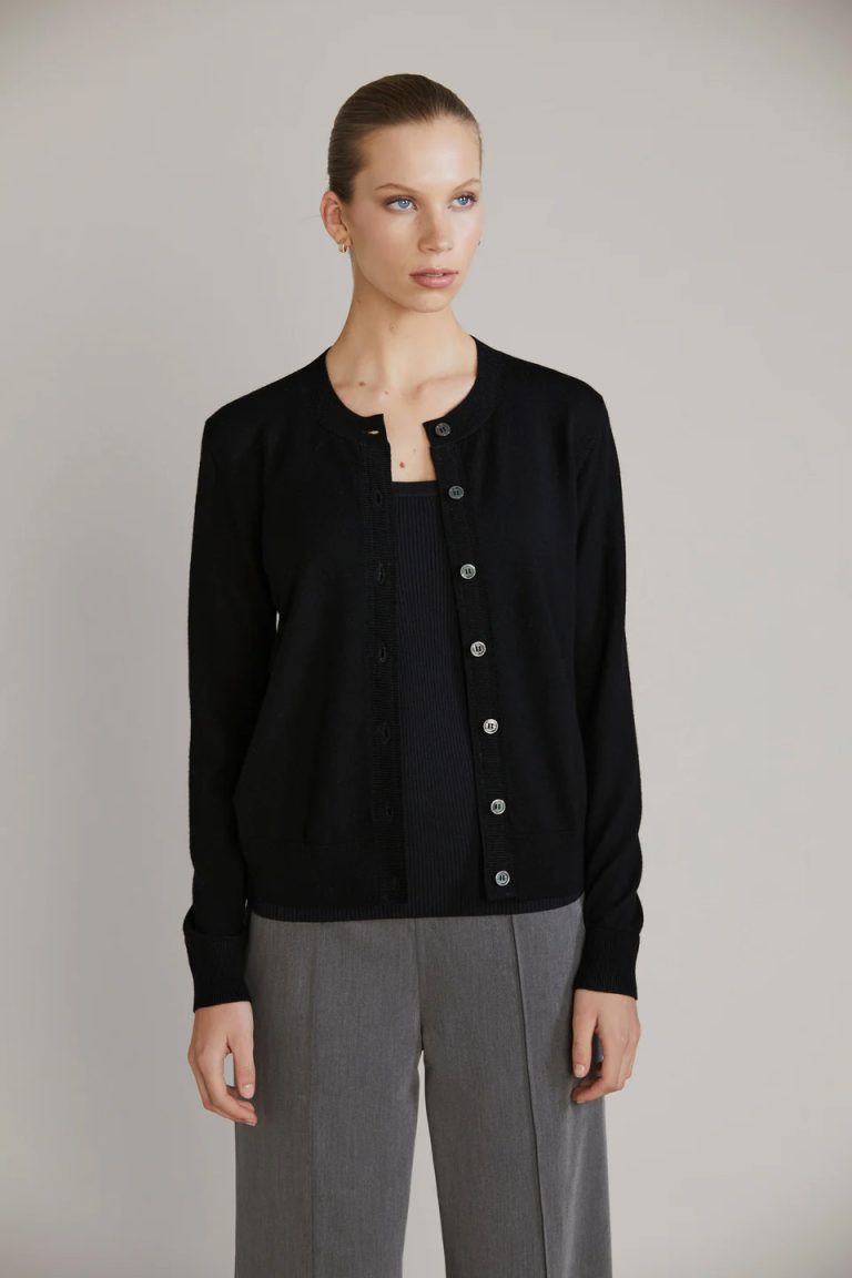 laing clothing sylvia merino wool cardigan in black