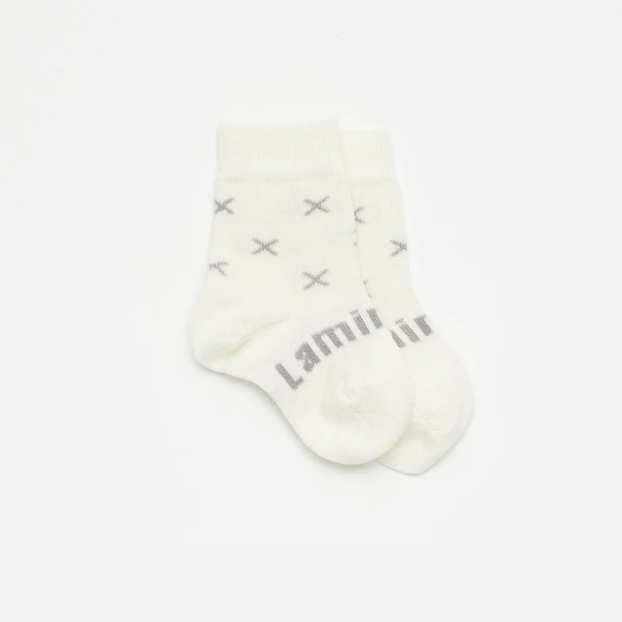 lamington fox baby merino wool crew socks natural grey