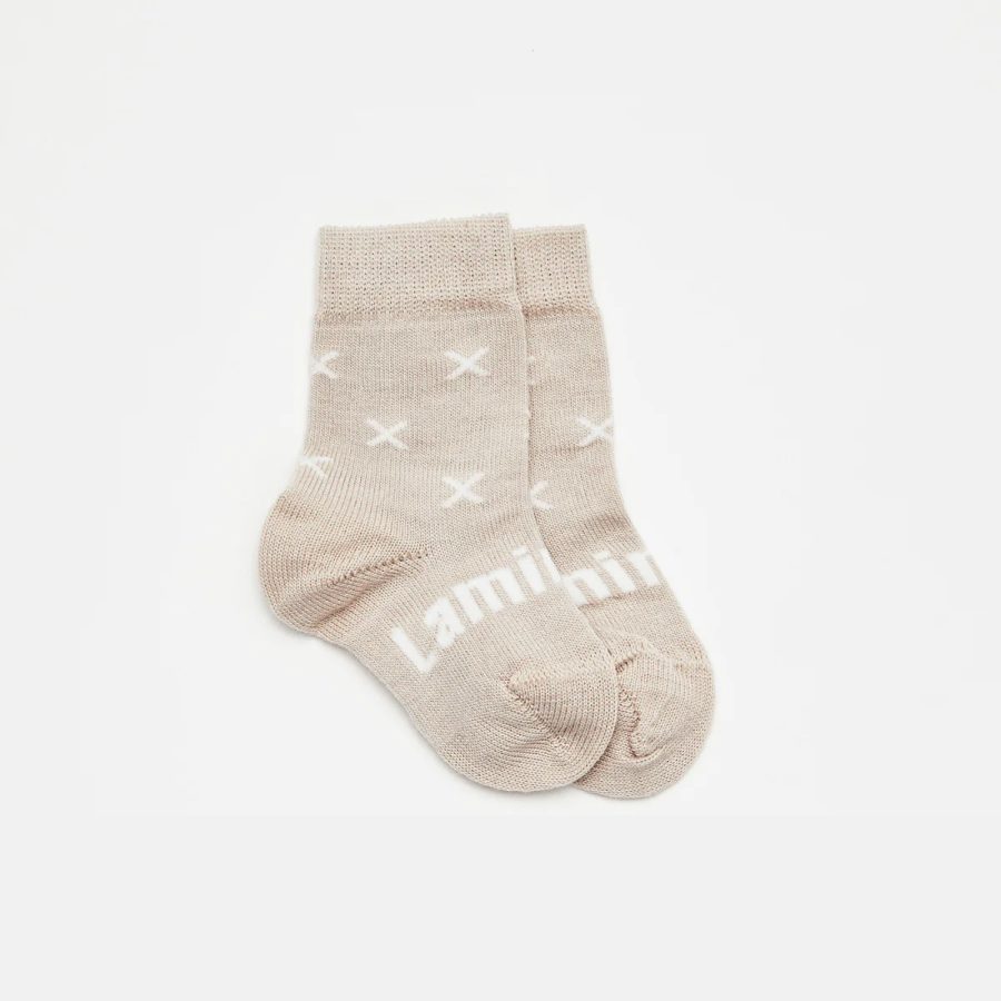 lamington ted baby merino wool crew socks oatmeal white