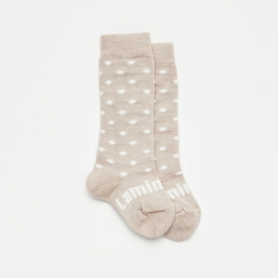 lamington truffle knee high baby merino wool crew socks oatmeal white